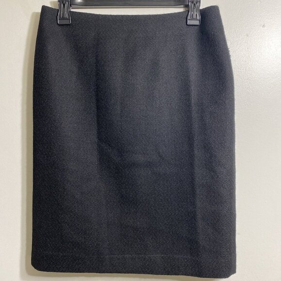 TALBOTS WOMEN'S PETITES BLACK A‎ LINE WOOL BLEND FLAT FRONT SKIRT SZ 6P - Picture 1 of 6